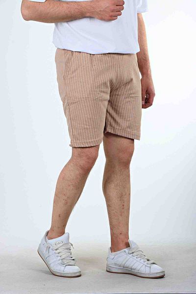 eg38 Ριγέ Σορτς Jogger Κρεμ