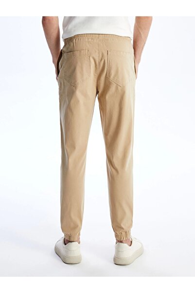 LC Waikiki Ανδρικό παντελόνι Jogger XSIDE Beige Slim Fit Gabardine