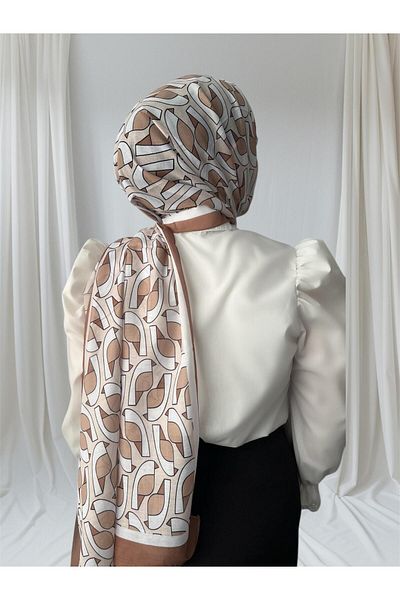 ESSLERA Geometric Patterned Milk Coffee Four Seasons Soft Shawl - Light and Comfortable Fabric