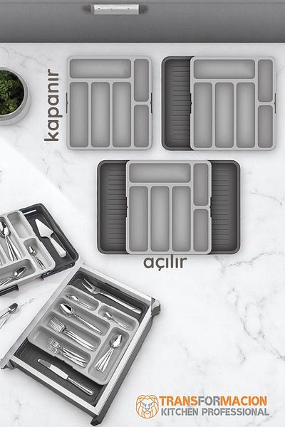 Transformacion Double-Sided Extendable Adjustable Drawer Spoon Holder 721772