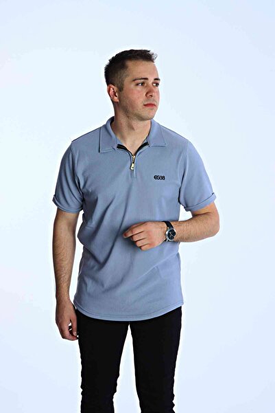 eg38 Pearl Teeth Half Zipper T-Shirt Gray