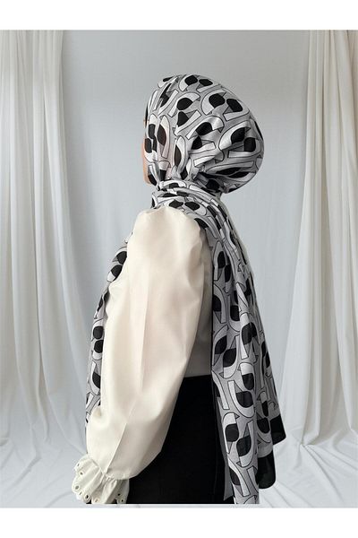 ESSLERA Geometric Patterned Black Gray Four Seasons Soft Shawl - Light and Comfortable Fabric