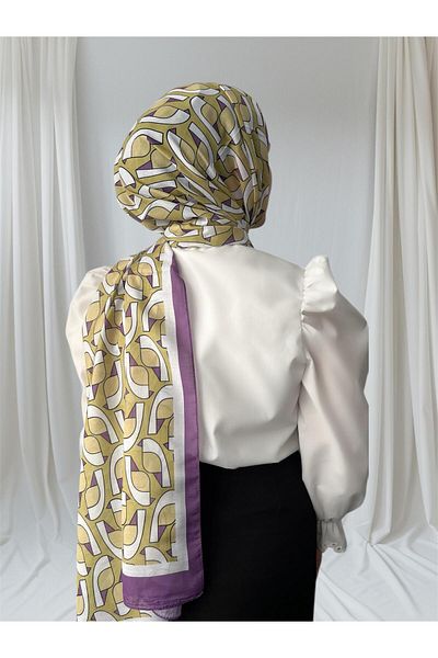 ESSLERA Geometric Patterned Oil Green Four Seasons Soft Shawl - Light and Comfortable Fabric