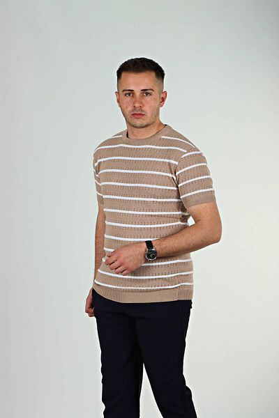 eg38 Tk Διάτρητο Πλεκτό T-Shirt Καφέ