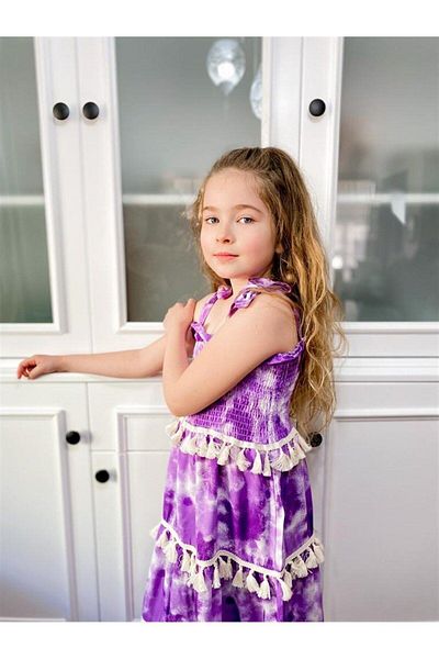 Marka Sensin Kids Girl's Tasseled Guiped Cotton Viscose Long Dress