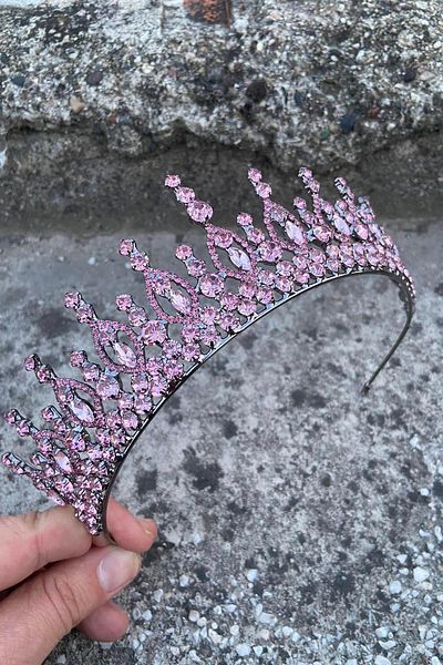 Hobigram Abrienda Pink Bridal Henna Crown Special Occasion Accessory Women's Crown Hair Accessory – Crown, Crystal Stone