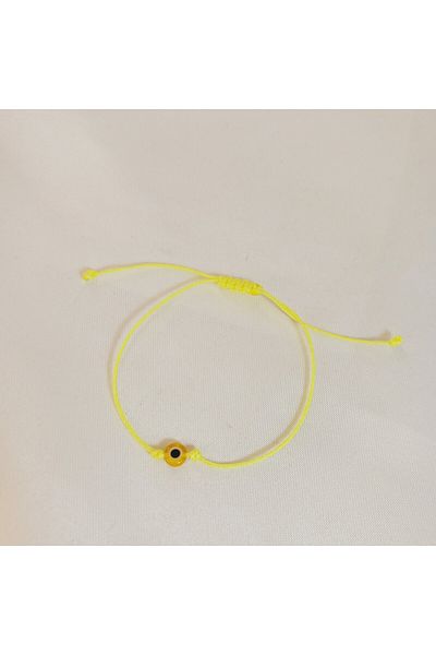 Crystal Atelier Handmade Macrame Yellow Evil Eye Beaded Bracelet–Adjustable Luck Evil Energy Protection Bracelet