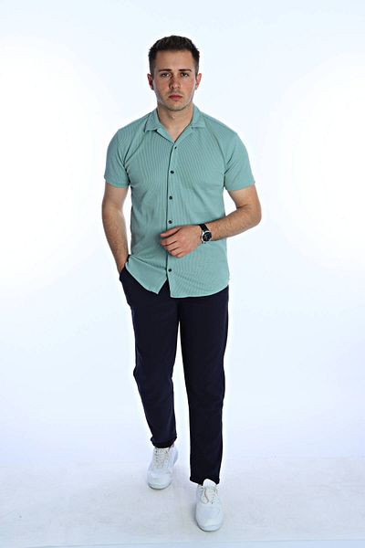 eg38 Syf κοντομάνικο πουκάμισο με ραβδώσεις Mint Green