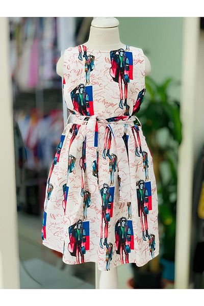 Marka Sensin Kids Girl's Girl Patterned Printed Special Design Embroidered Style Dress