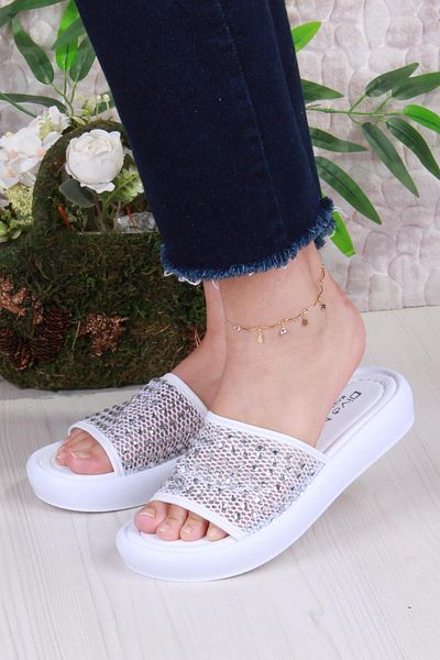 fort 35035 Diva Comfort Lace Stone Detailed Women's Slippers