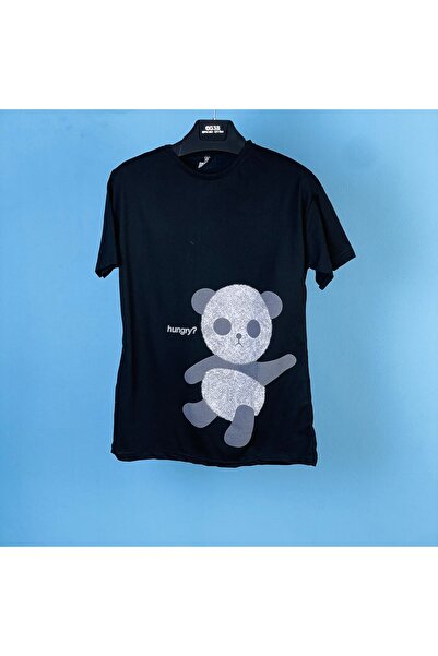 eg38 تي شيرت Tmb Hungry Panda كبير الحجم باللون الأسود