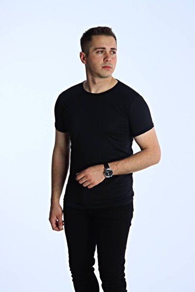 eg38 تي شيرت إيكو سليم فيت الأساسي باللون الأسود