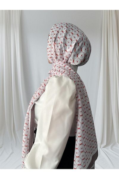 ESSLERA Gray Soft Shawl with Floral Pattern
