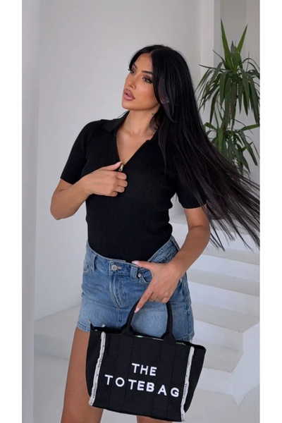 Noi Belis Μαύρη καλοκαιρινή μπλούζα με λεπτομέρεια με φερμουάρ και λαιμόκοψη ...