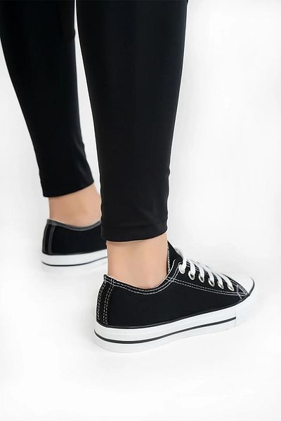 Cochines Women's Black White Short Casual Linen Sports Shoes Sneaker
