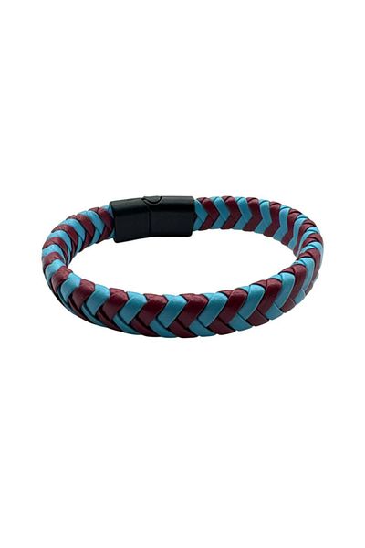 Herşey Nota Burgundy Blue Fan Knitted Bracelet – Unisex Adjustable Sports Leather Bracelet Men Women