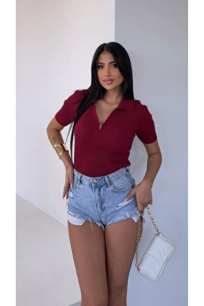 Noi Belis Κοντομάνικη λεπτή καλοκαιρινή μπλούζα με λεπτομέρεια με φερμουάρ κα...