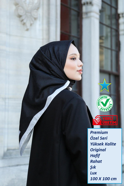 Hint İpek Eşarp - Premium Lux Original Monogram Eşarp (İpek Vual, Yüksek Kali...