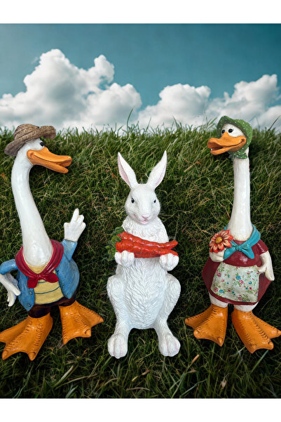 İki Cadı Tasarım Bay & Ördek Ve Havuç Tutan Tavşan Set, Ev, İşyeri Ve Polyest...