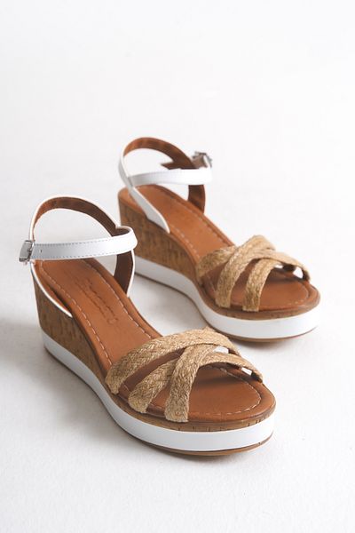Shoesers Women's Special Design Asymmetrical Strap Casual Wedge Heeled Shoes, Elegant Sandals