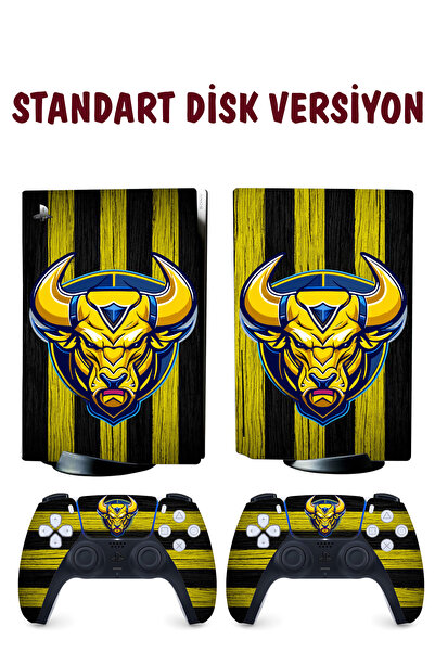 KT Decor Sarı Lacivert Boğa Playstation 5 Full Sticker Kaplama Seti