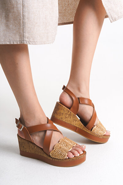 Shoesers Women's Special Design Straw Strap Wedge Heeled Shoes, Casual Straw Sandals