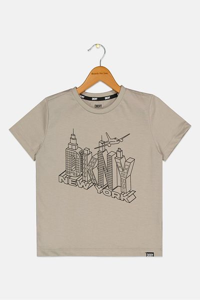 Dkny Kids Boy Short Sleeves Graphic Print T-Shirt, Smoke Grey