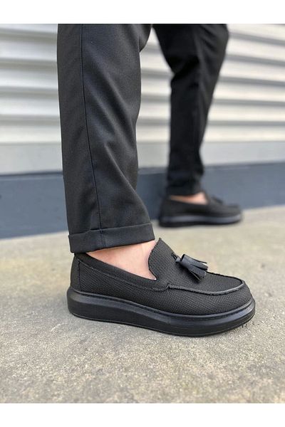Joy Ayakkabı Komen Jy154 Blaze Laceless Tasseled Linen Men's Casual Sports Classic Shoes Kst - Black