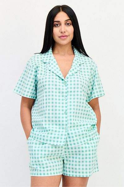 Flora Women 2 Pieces Checkered Woven Sleepwear Set, Multicolor