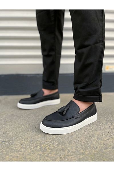 Joy Ayakkabı Komen Jy153 Bloom Laceless Tassel Skin Men's Casual Sports Classic Shoes Cbt - Black