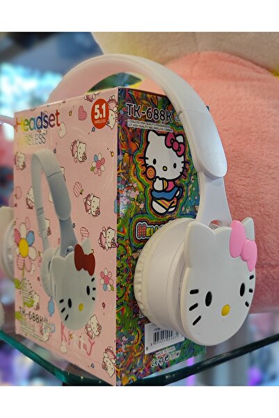 ada çanta kırtasiye Kablosuz kulaklık Hello Kitty figürlü Beyaz