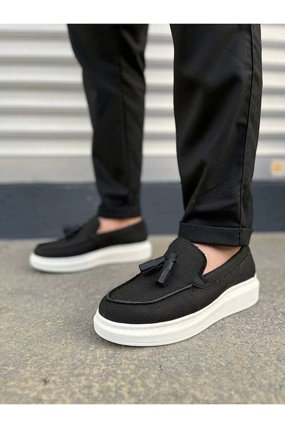 Joy Ayakkabı Komen Jy154 Blaze Laceless Tasseled Linen Men's Casual Sports Classic Shoes Kbt - Black