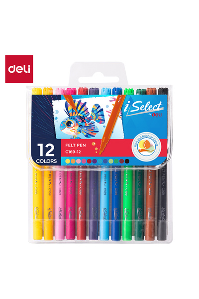 Deli قلم تحديد EC169-12 - 12 لونًا - مثالي للرسم الإبداعي