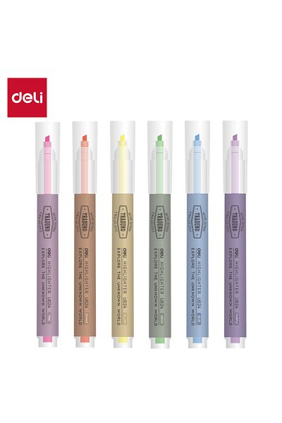 Deli EU624 Highlighter, 6PCS, Yellow/Orange, Pink/Green/Blue/Purple – For Notes, Marking & DIY