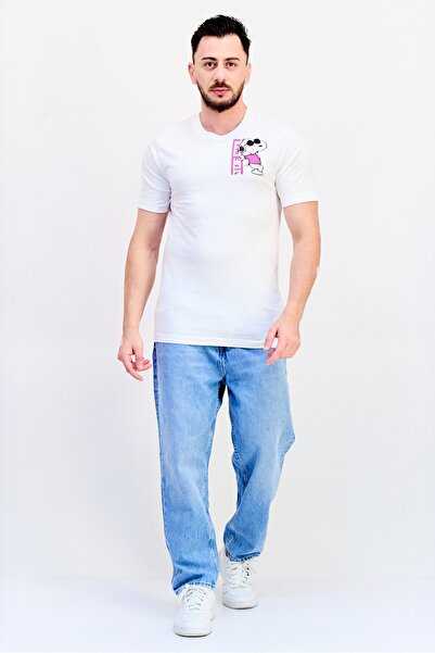 PEANUTS Men Crew Neck Short Sleeves Graphic Print T-Shirt, White