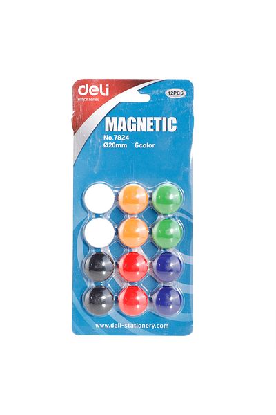 Deli Deli E7824 Magnetic Button Ø20mm - 12pcs - ideal for organizing on whiteboards or refrigerators