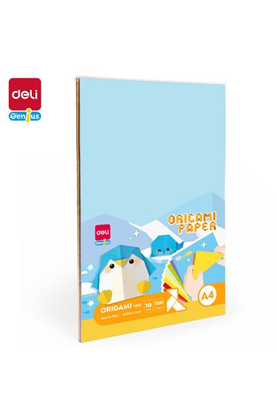 Deli EY017 Origami Paper, A4, 10 Colors, 100 Sheets – For Folding, Cutting & Drawing