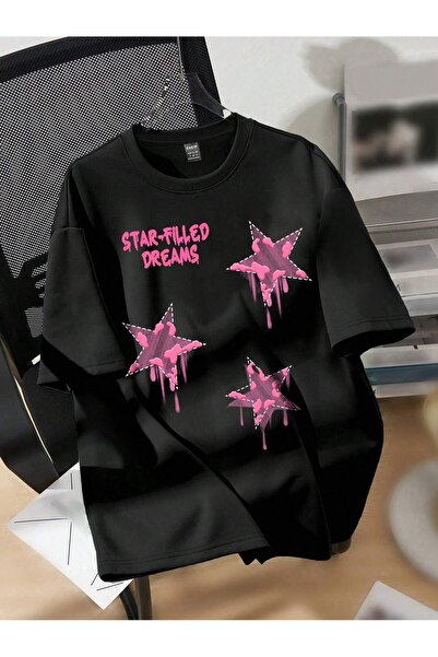 Star Graphic Round Neck Short Sleeve T-Shirt
