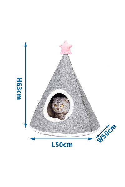 CHIRASO Casuta Tip Igloo CHIRASO pentru Pisici, Design Conic, Gri