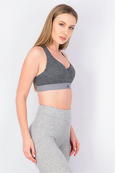 adidas Women Training Climate Racer Padded Bra, Yellow and Grey