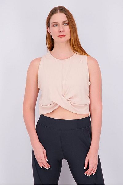 Reebok Women Sleeveless Novelty Crop Top, Beige