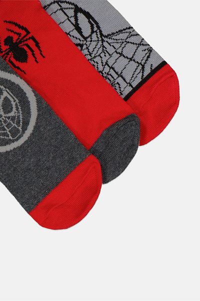 Marvel Kids Boy 3 Pairs Spiderman Socks, Multicolor
