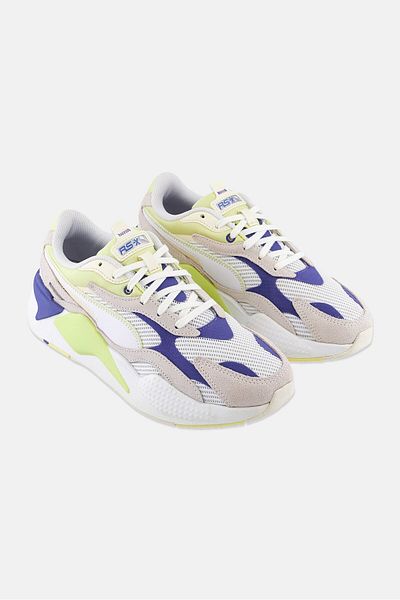 Puma Men RS-X3 Twill Air Mesh Lace Up Training Shoes, White/Lime Combo