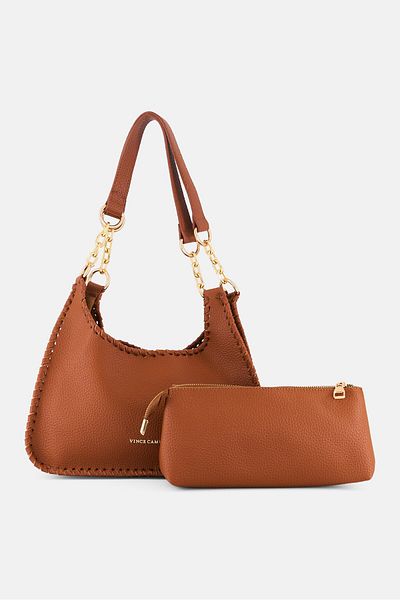 Vince Camuto Women Brand Logo Shoulder Bag 17 H x 30 L x 11 W cm, Tan