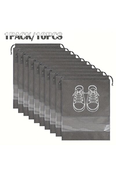 OEM Set of 10 shoe bags, dustproof bags, shoe organization, travel, gray