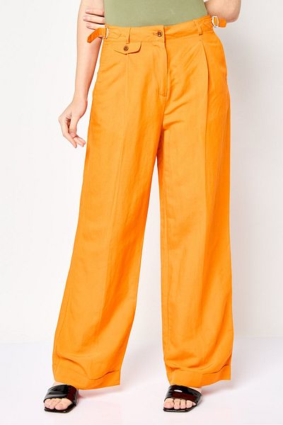 Gant Women Regular Fit Solid Wide Leg Pants, Orange