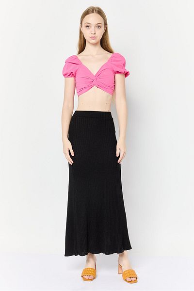 Reserved Women Metallic Maxi Skirt, Black