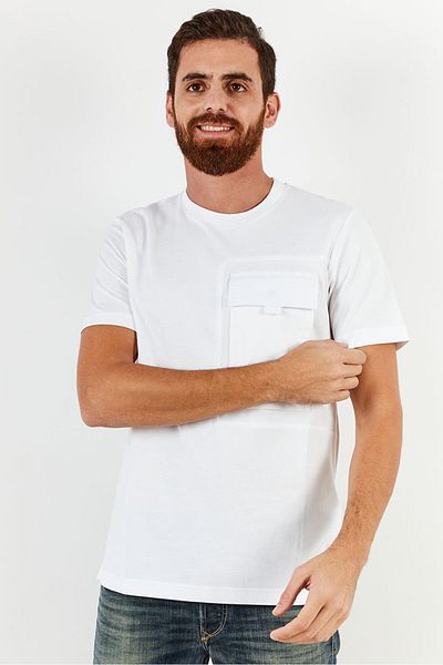 Diesel Men Crew Neck Short Sleeves Chest Pocket T-Shirt, White