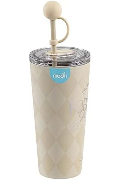 Moon Double Wall Smoothie Cup With Straw 86x86x206mm 473ml / 16oz-White