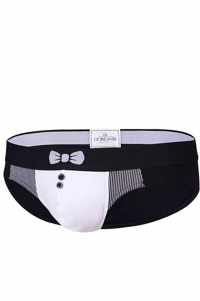NazikEndam Dore Anse Men's Modal Black Printed Panties Slip 1255